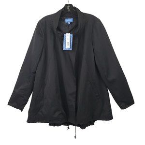 Simply Vera Vera Wang Vibrant Bloom Full Zip Windbreaker Womens 14 Black NEW